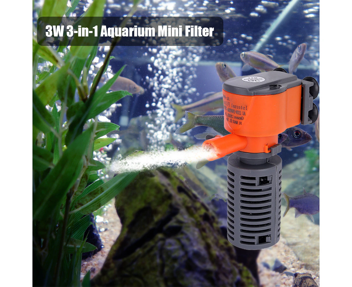 3W/5W 3-in-1 Mini Filter Aquarium Fish Sponge Filter Oxygen Supply Quiet Air Pump Filter for All Small Fish Tank