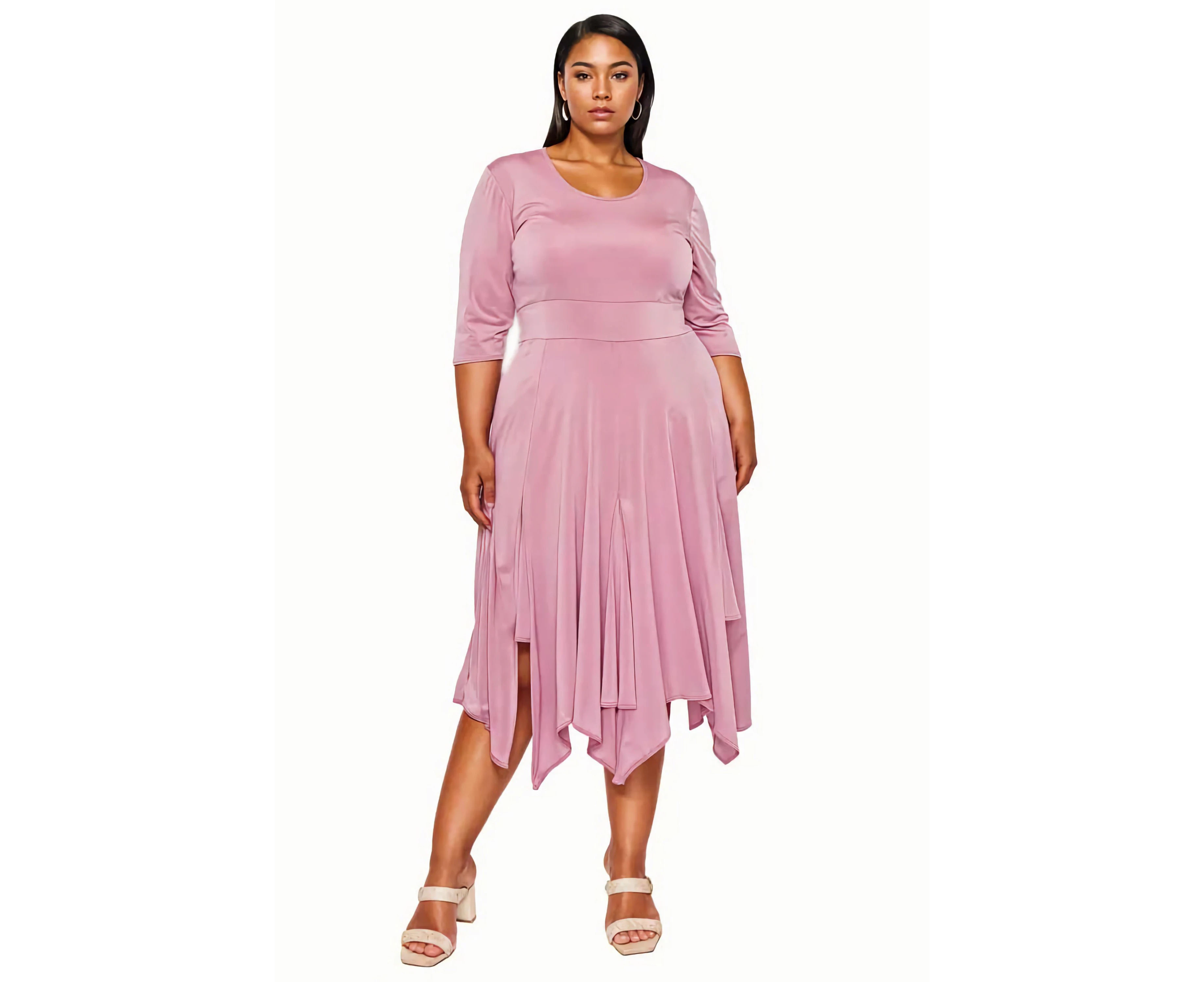 L I V D Women's Plus Size Shay Handkerchief Hem Dress