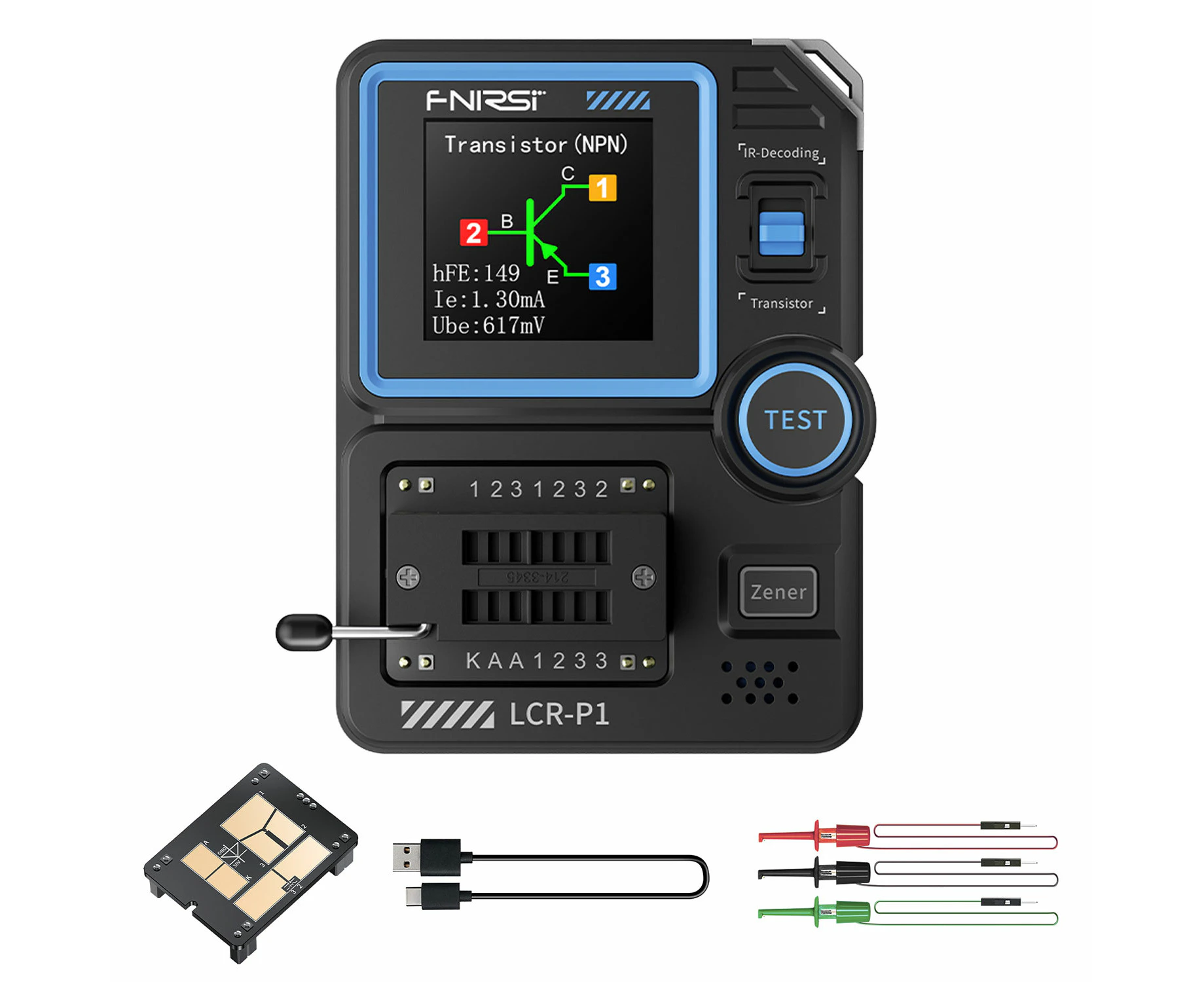 FNIRSI LCR-P1 Transistor Tester Diode Triode Capacitance Tester Weerstand LCR ESR Tester MOSFET NPN PNP SMD Multifunction Tester