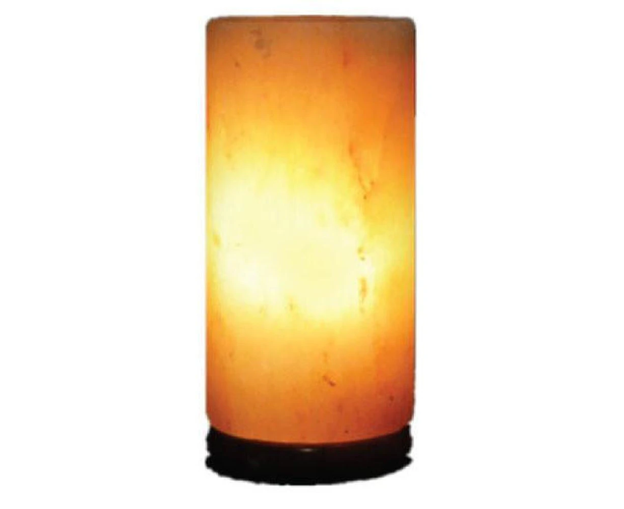 Himalayan Pink Salt Lamp Cylinder Shape Carved Crystal Rock