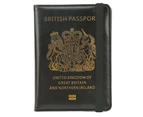 AntiTheft Waterproof British Passport Cover - Multicard Traveling Passport Case with Elastic Belt