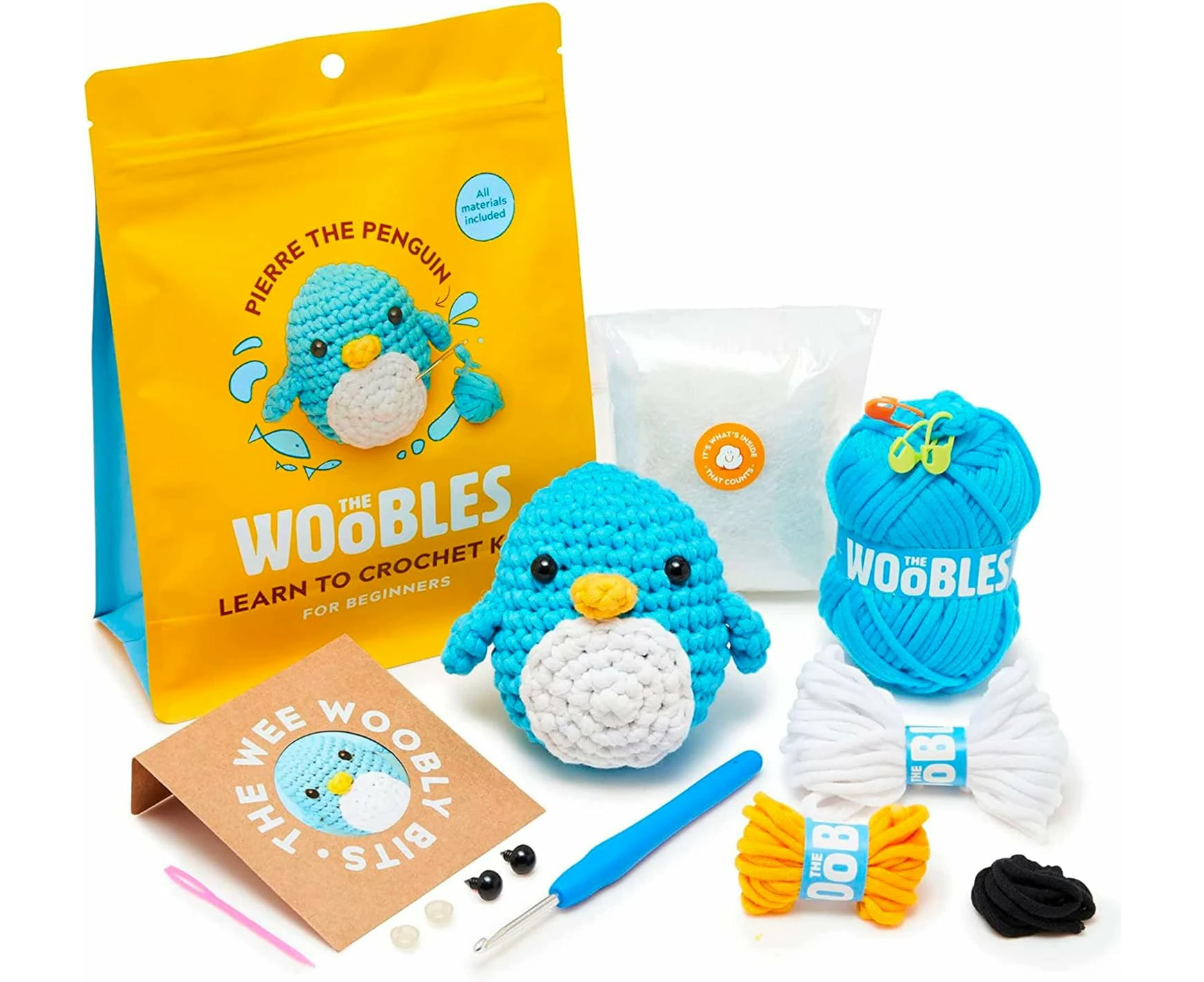 Woobles Beginner Crochet Kit in Easy Pea Yarn, as seen on Shark Tank Narwhal