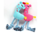 Dog Plush Toy Puppy Chewing Woven Rope Flannel Giraffe Shape Safe Cute for Pet Teeth Cleaning