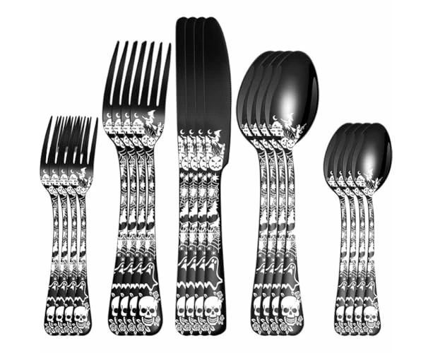 20pcs Halloween Skeleton Cutlery Set, Bizarre Flatware Set