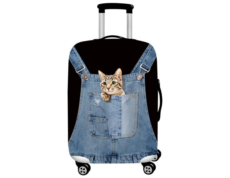 Luggage Cover Thicker Protective Cover Pet Print Denim Travel Suitcase 25-28''