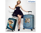 Luggage Cover Thicker Protective Cover Pet Print Denim Travel Suitcase 25-28''