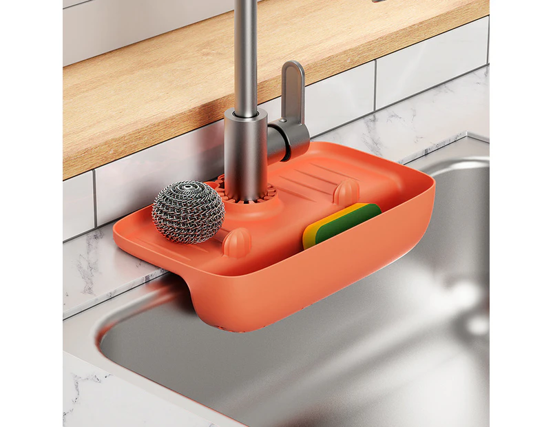 Faucet Splash-proof Drain Rack Sink Mat Non-slip Countertop Mat Kitchen Wipe Sponge Drain Storage Rack