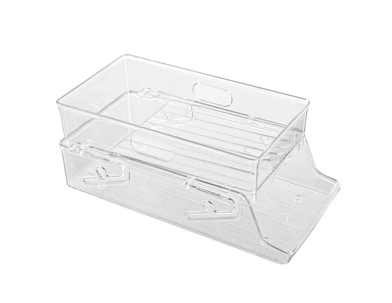 Beer Coke Refrigerator Storage Box Transparent Double Layer Rolling Beverage Storage Box Household Cans Storage Rack