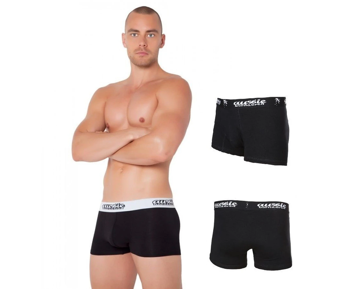 AUSSIE BORN & BRED Men's Underwear Boxer Trunks Briefs | Black