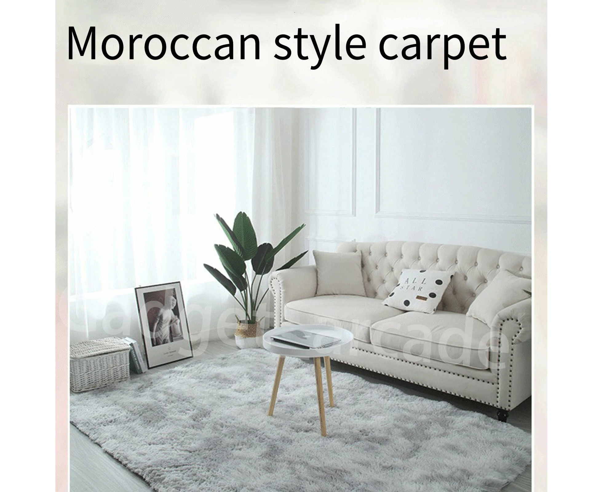 Rectangle Shaggy Carpets Soft and Fluffy Rugs Perfect for Bedroom and Living Room Floors - Light grey