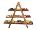 Acacia Wood Tung Wood Three-Layer Vegetable Rack Wooden Tray Storage Rack Hot Pot Restaurant Food Finishing Kitchen Hotel