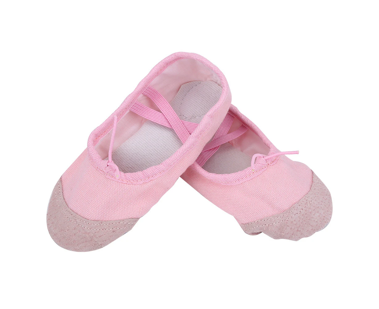 1 Pair  Breathable Comfortable Canvas Dance Gym Slipper Shoes For Child Kids Girl(Pink 28)