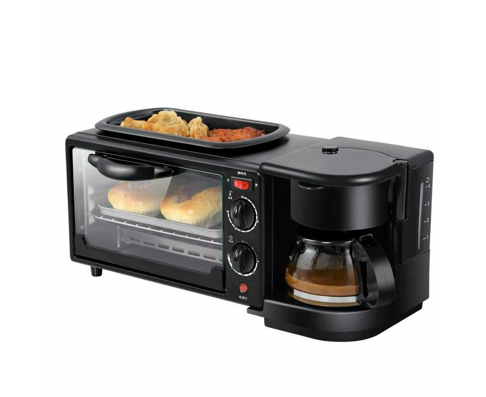 3 in 1 Electric Breakfast Machine Multifunction Coffee Maker + Frying Pan + Mini Oven  Household Bread Pizza Oven