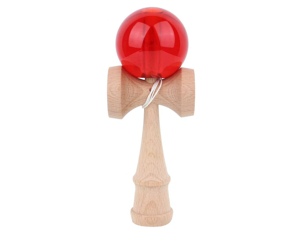 Japanese Traditional Toy Wood Handle Crystal Ball Kendama Kids Sports Game (Red)