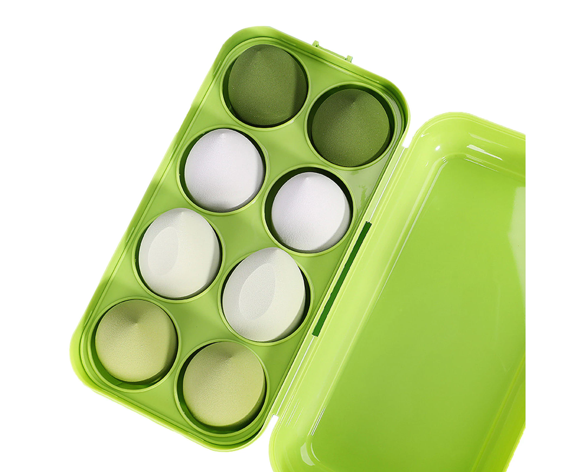 8Pcs Beauty Egg Set Soft Elastic Hydrophilic Polyurethane Cosmetic Makeup Puff With Storage Box Green