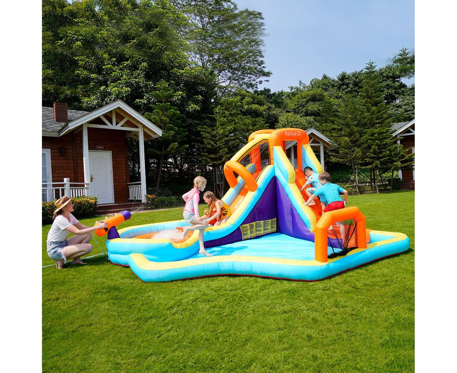 Air My Fun Climb Time Jumping Castle with Slide and Shooting Gun