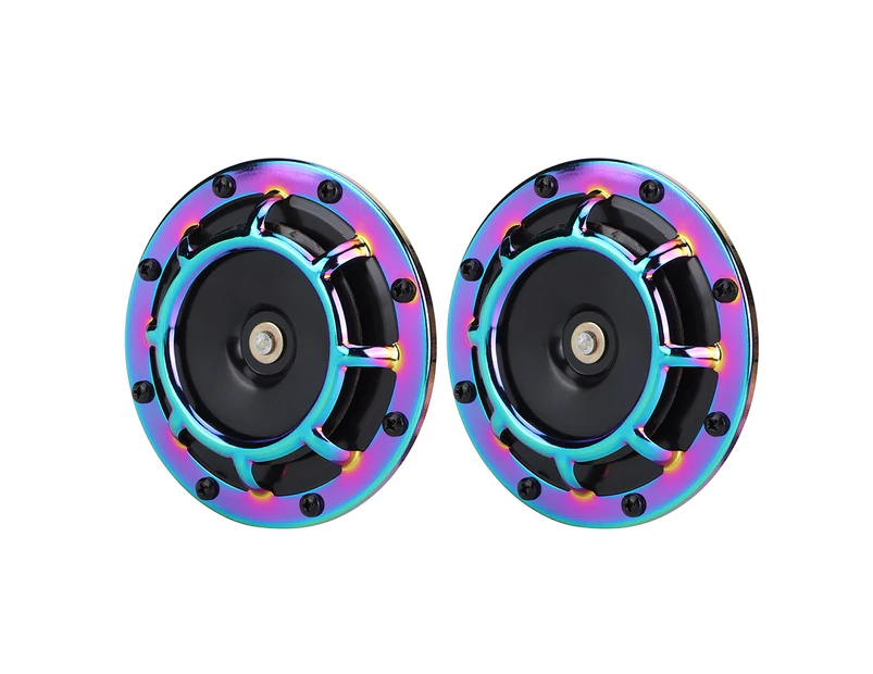 Pair Of 12V 335/400Hz Compact Round Blast Tone Super Loud Colorful Car Speaker Modification