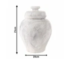 Marble Urn 25 CM Handmade Perfect Memorials Cremation Urns for Human Or Dog Ashes - Urns for Ashes Adult Female - White