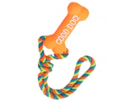 Dog Teething Toy Bone Style Noise Making Safe Silicone 11.4In Rope Bright Colors Dog Chew Toy For Puppy Small Pet