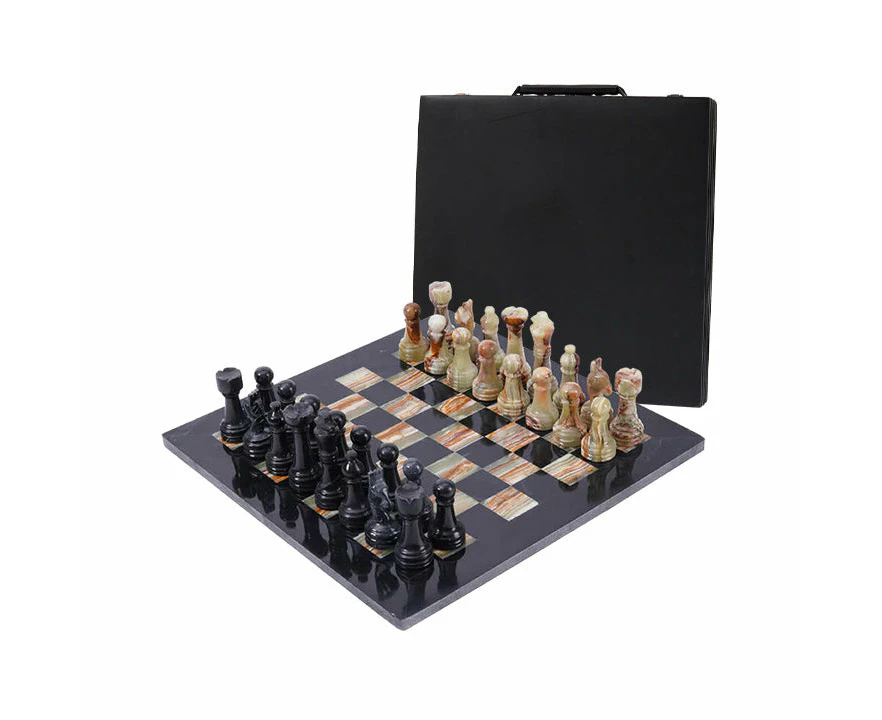 Classic Marble 38cm Chess Set Black and Green- Marble Chess Pieces 3.5 Inch King Figures Handmade 32 Chess Figures - Suitable for 16-20 Inch Chess Game ...