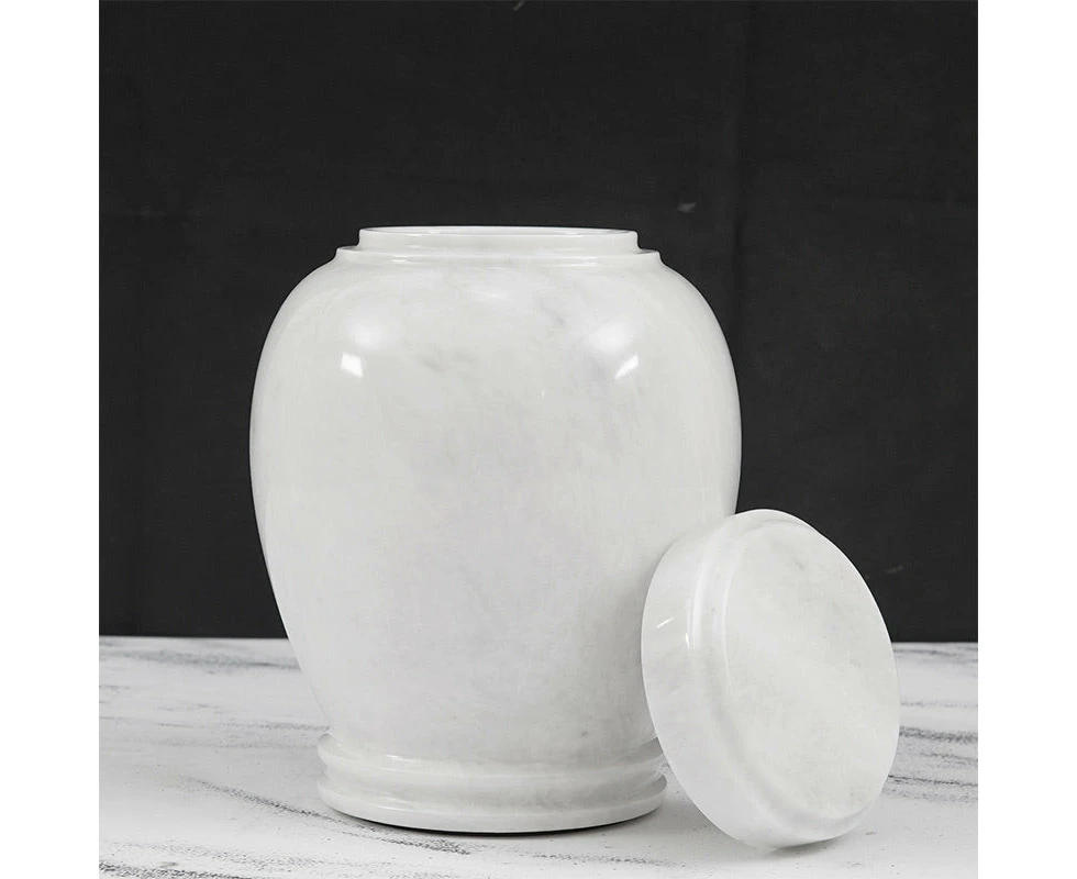 Marble Urn 20 CM Handmade Perfect Memorials Cremation Urns for Human Or Dog Ashes - Urns for Ashes Adult Female - White