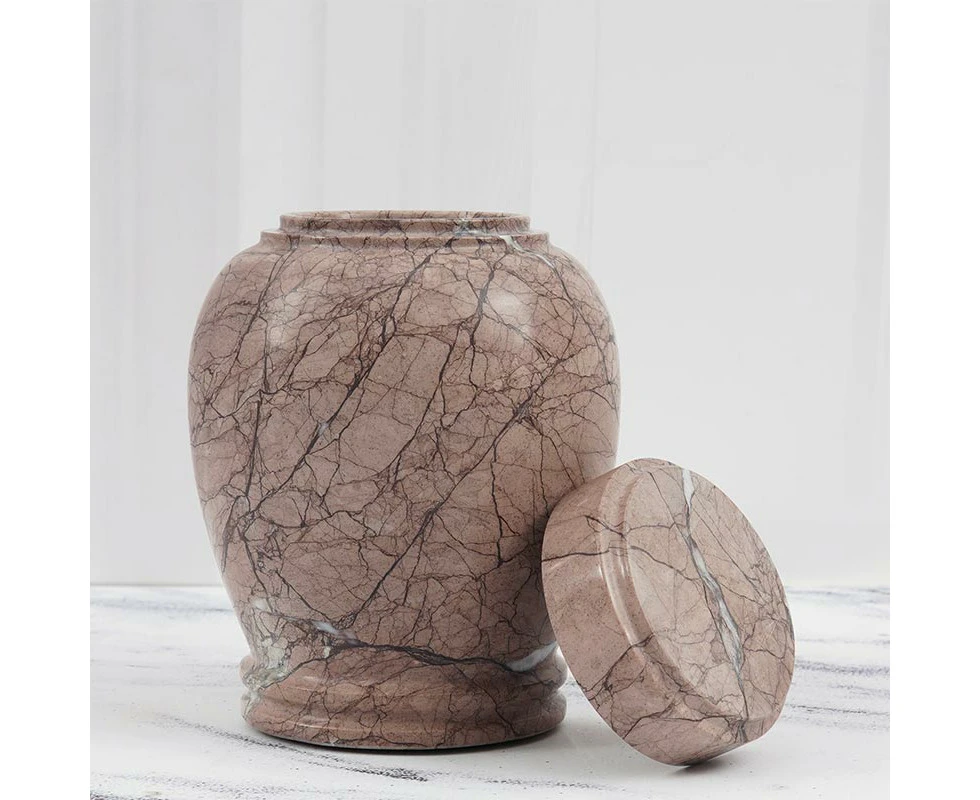 Marble Urn 20 CM Handmade Perfect Memorials Cremation Urns for Human Or Dog Ashes - Urns for Ashes Adult Female - Marinara