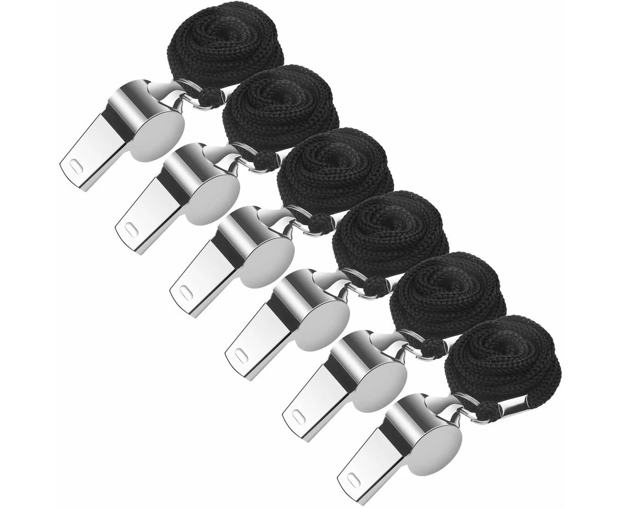 Pack Of 6 Stainless Steel Whistles, Metal Sports Whistle, Trainer Whistle, Referee Whistle, Signal Whistle With Adjustable And