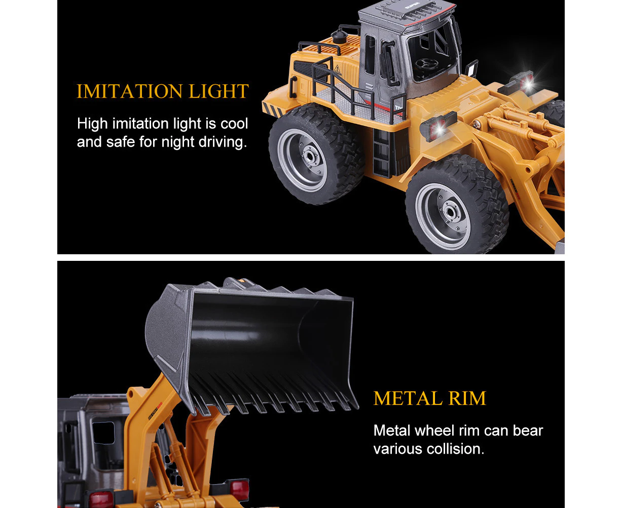 1:16 6Ch Rc Excavator Digger Alloy Abs Remote Control Toy Vehicle With Usb Cable