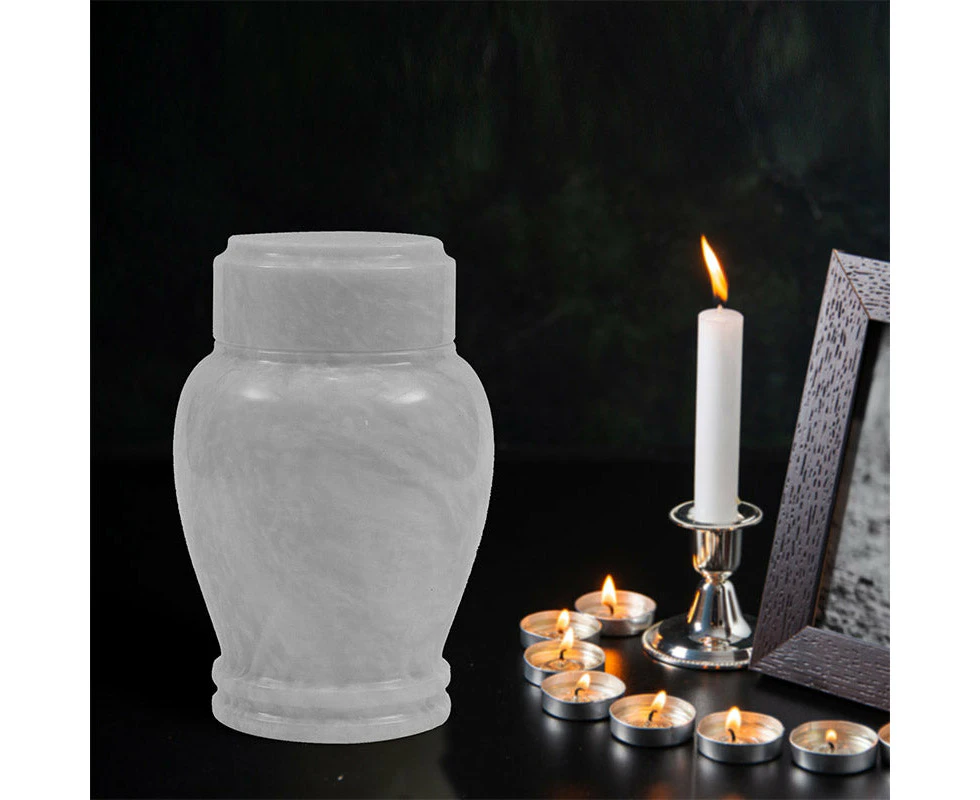 Marble Urn 15 CM Handmade Small Urns for Human Ashes Adult Male or Female - Memorials Cremation Urns for Human Ash Storage - White