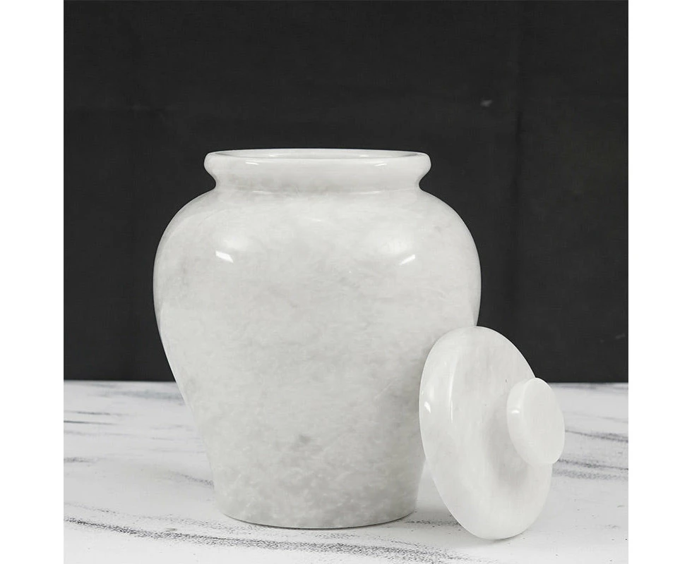 Radicaln Marble Urn  20 cm Handmade Urns For Cremation Ashes Adult Female For Funeral - Human Ashes Remember Your Loved One - Ashes Keepsake - White