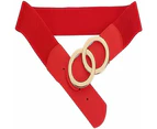 Elastic Women'S Waist Belt Women'S Waist Belt Women'S Wide 5 Cm Leather Belt Large Waist 83Cm Red Fashion Woman Dress Belt Stretchy Belt