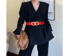 Elastic Women'S Waist Belt Women'S Waist Belt Women'S Wide 5 Cm Leather Belt Large Waist 83Cm Red Fashion Woman Dress Belt Stretchy Belt