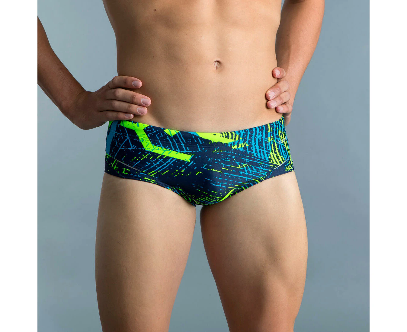 DECATHLON NABAIJI Men's Swimming Square-Cut Trunks - 900 Koli Green