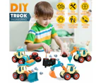 WSECOMM  Take Apart Construction Toys, Drill, Roller, Bulldozer and Excavator Toys, Trucks for Kids Boys Girls Ages 3 4 5 6 7 8 Year Old, Educational