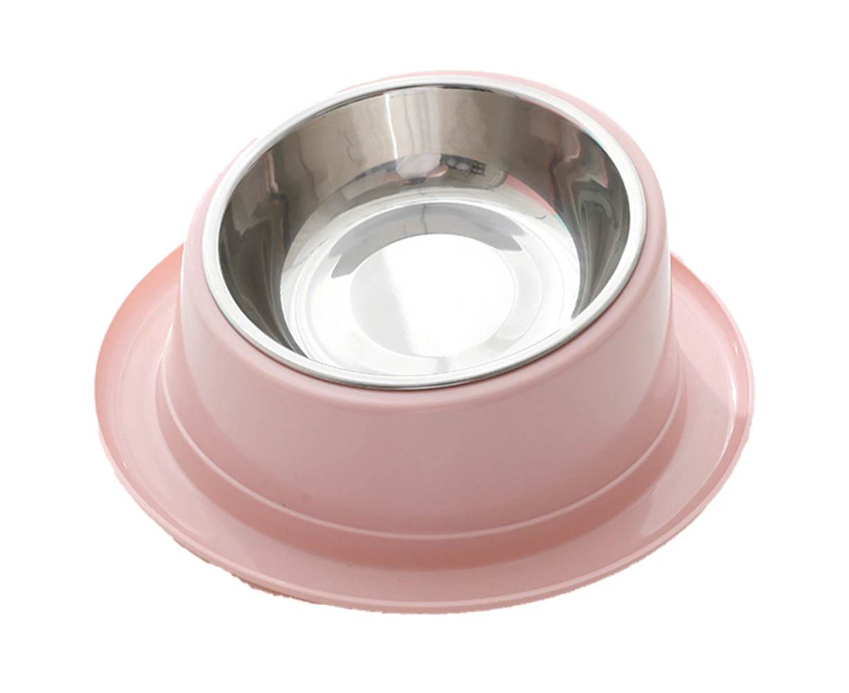 Tilt Anti Ant Hat Bowl Two In One Single Bowl Stainless Steel Non Slip Neck Cat Food Bowl Cat Bowl,Pink