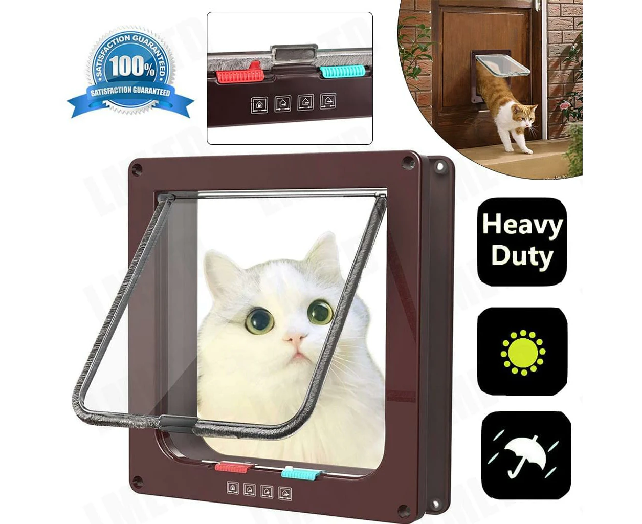 Cat Door 4 Way Pet Door, Cat Flap For Dogs Cat Pet Flap