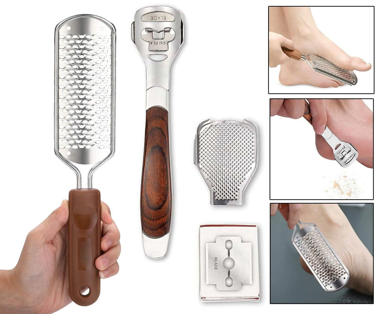 Stainless Steel Foot File Scraper Grater Pedicure Rasp Callus Remover Tool Blade