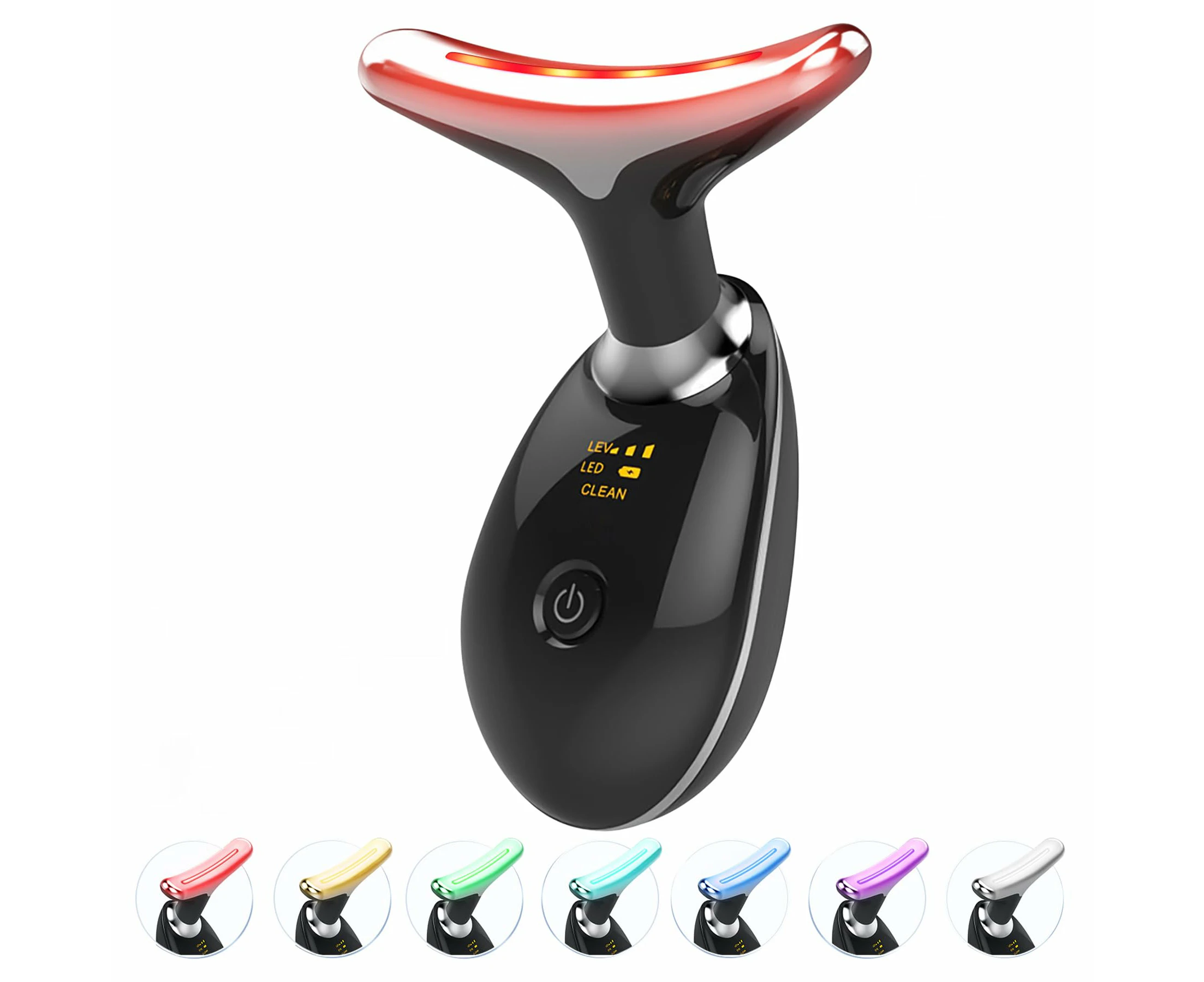 WSECOMM  7-in-1  Skin Care Tool, Face Neck Massager for Skin Care Routine at Home, Glossy Black