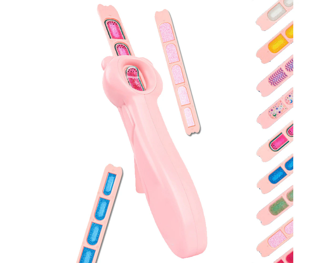 Kids Manicure Set Nail DIY Manicure Makeup Pretend Play Press Nail Machine Nail Stamper Art Kit Toy Gift for Girls