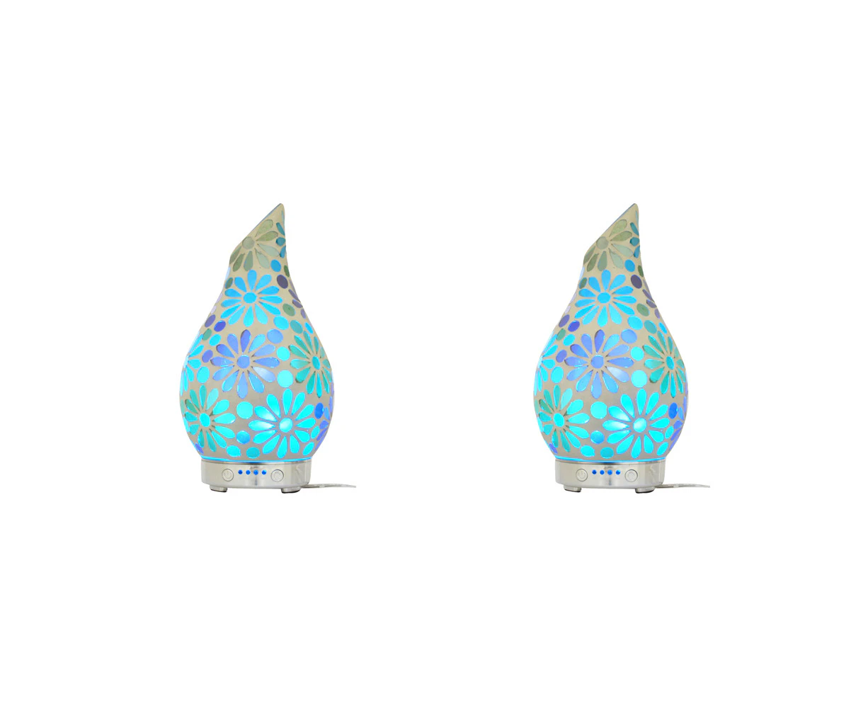 2x Gibson Gifts Aroma Humidifier Aromatherapy Mist Diffuser 24cm Mosaic Flower