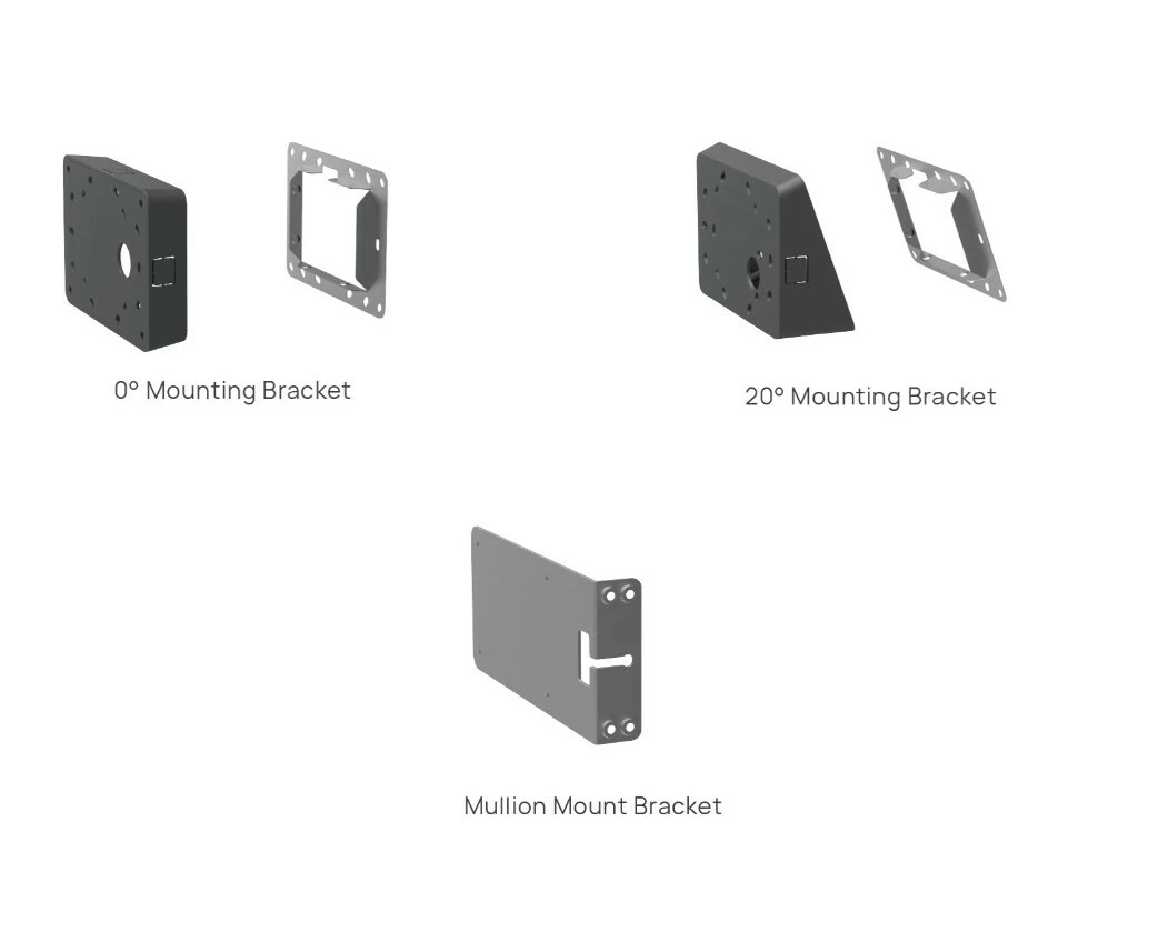 Yealink RoomPanel Mount Kits, Device Compatibility RoomPanel, 00 Mounting Bracket, 200 Mounting Bracket, Mullion Mount Bracket