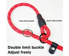 4.3FT Durable Leash and Collar All in one with P Chain Padded Handle and  Reflective Threads Slip Lead (Red)