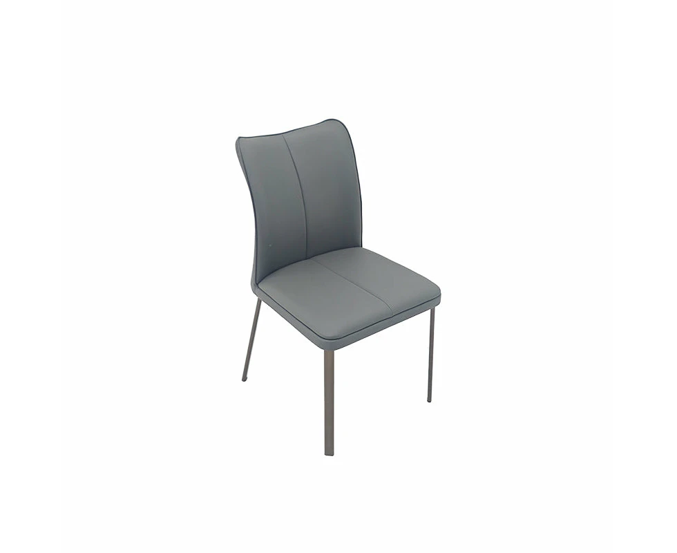 Grey Dining Chairs PU Leather Padded Seat /Carbon Steel Frame/High-resilience Foam