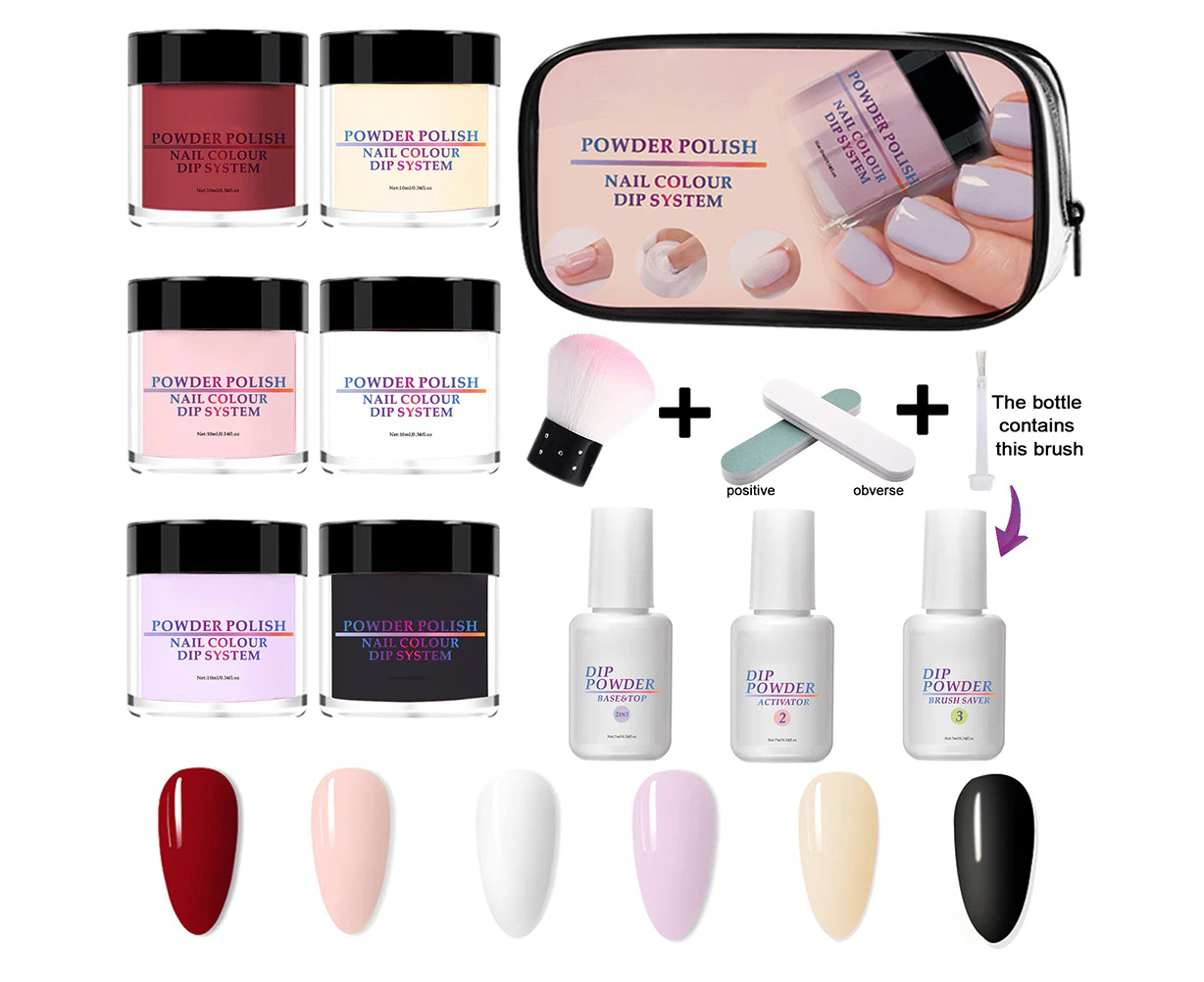 Dipping Powder Nail Starter Kit Dip Powder System Starter Nail Kit Acrylic Dipping System for French Nail Manicure Nail Art Set