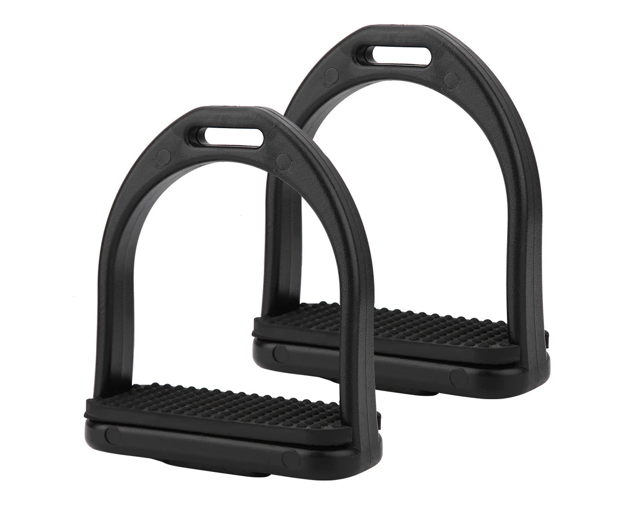 1 Pair Black High Strength Horse Stirrup Durable Quality Plastic Riding Stirrups (L)