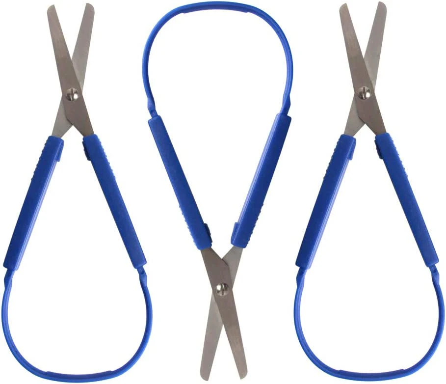 Loop Scissors Grip Scissor 3 Pack for Teens and,Right and Lefty Support,Easy-Open Squeeze Handles,Dark Blue