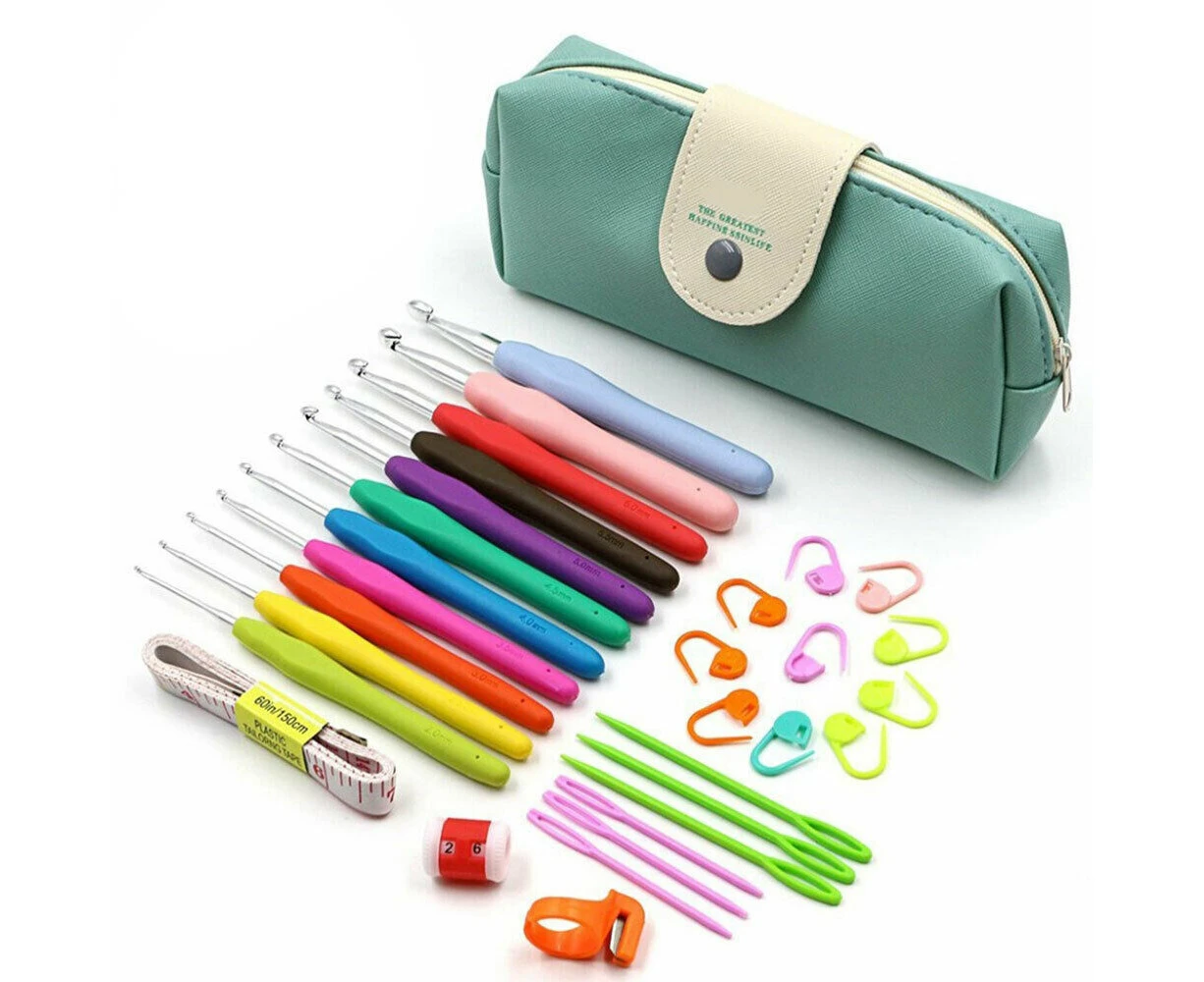 31PCS Soft handle Crochet Hooks Knitting Needles Sets Sewing Tools With Bag Grip