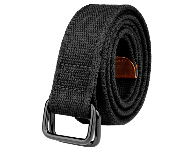 1pcs double loop buckle woven women's belts--black