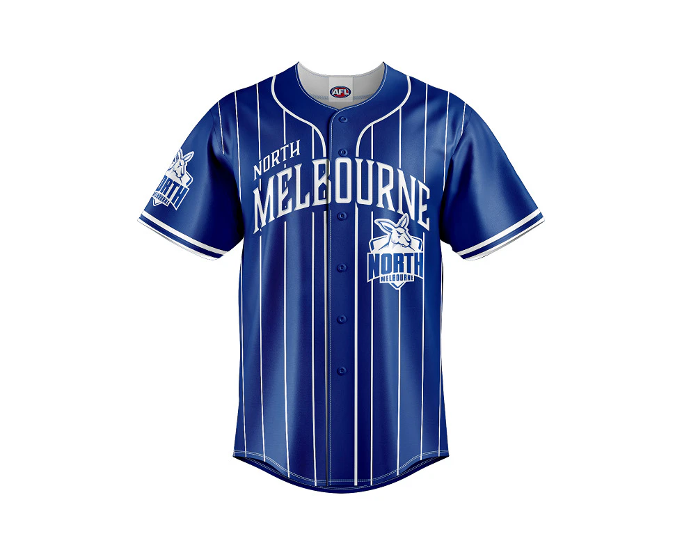 North Melbourne Kangaroo AFL Baseball Jersey Slugger T Shirt Sizes S-5XL!