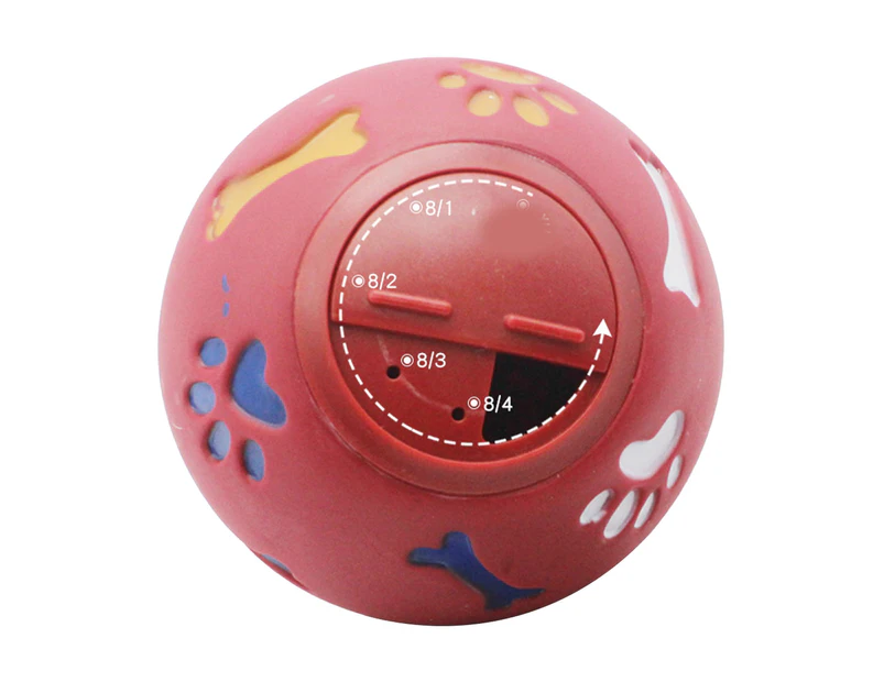 Dog Treat Dispenser Ball Slow Feeding Adjustable Chewing Puppy Puzzle Ball Toy for Cat Red M 11cm/4.3in Diameter